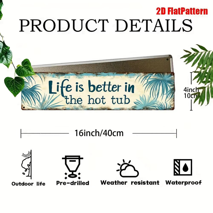 Retro Metallschild CIFBUY Life Is Better in a Hot Tub Tropische Wanddekoration in Mehrfarbig - Bild 3