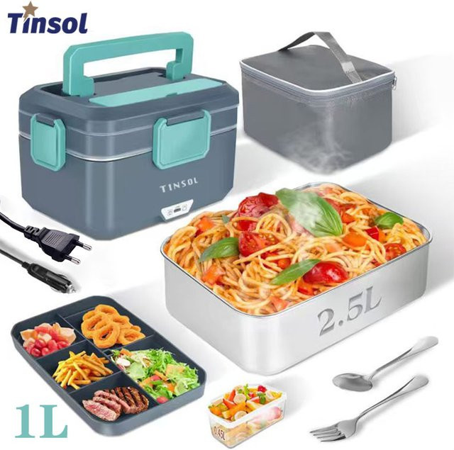 TINSOL 2-in-1 Elektrische Lunchbox 90W mit 3,5l Volumen, Tragbarer Speisenwärmer für Auto und Zuhause, Auslaufsicherer Lunch-Erhitzer - Bild 1