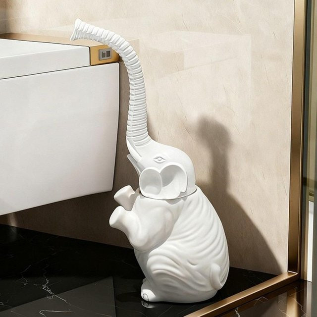 FufaDoors Toilettenbürste mit Halter in Weiß, platzsparendes Design aus Keramik und Kunststoff - Bild 1
