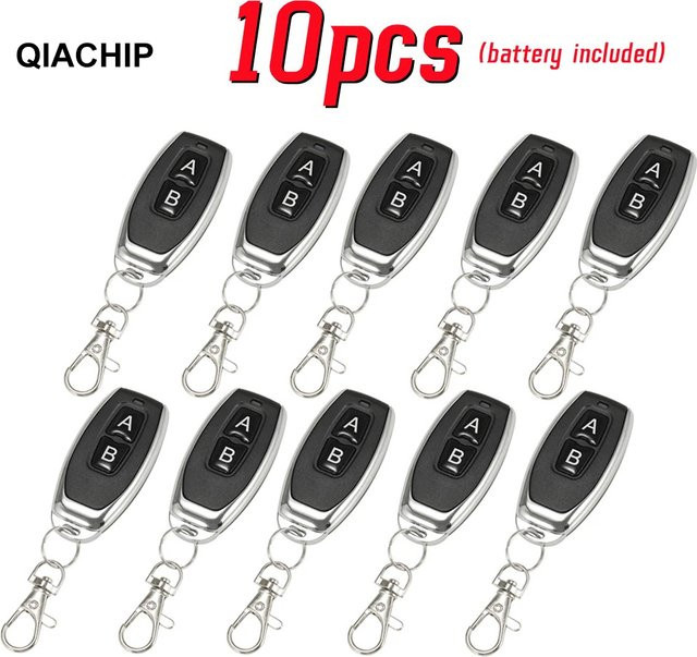 10er Set QIACHIP 433MHz Fernbedienung 2-Kanal Sender mit EV1527 Chip im Momentan-Modus, Schwarz - Bild 1
