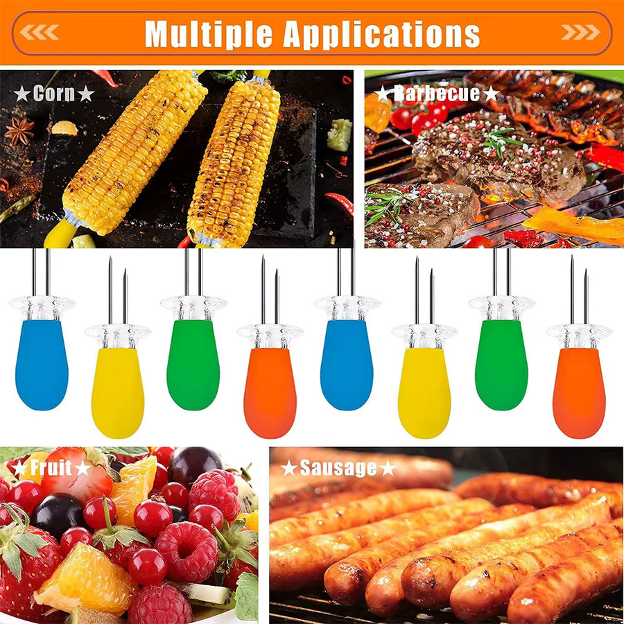 LMETJMA 12er Set BBQ Maishalter und Fleischgabeln aus Edelstahl in Silber - Bild 2