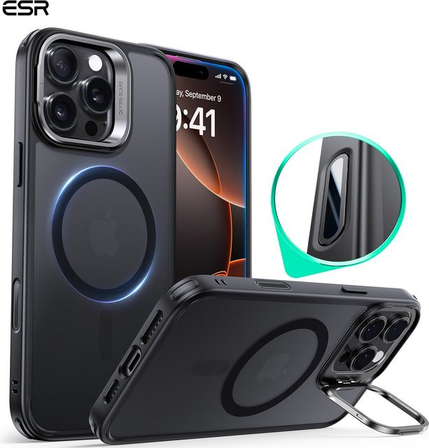 ESR MagSafe Handyhülle mit Standfunktion für iPhone 17, iPhone 16 Pro Max und 17 Air, kompatibel mit der Kamera-Steuertaste, transparent oder schwarz - Bild 1