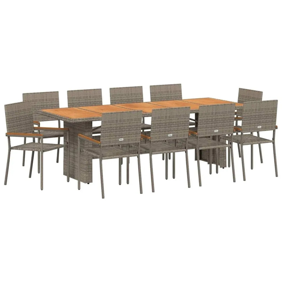 vidaXL Garten Essgruppe aus Poly-Rattan in Grau, 11-teilig - Bild 2