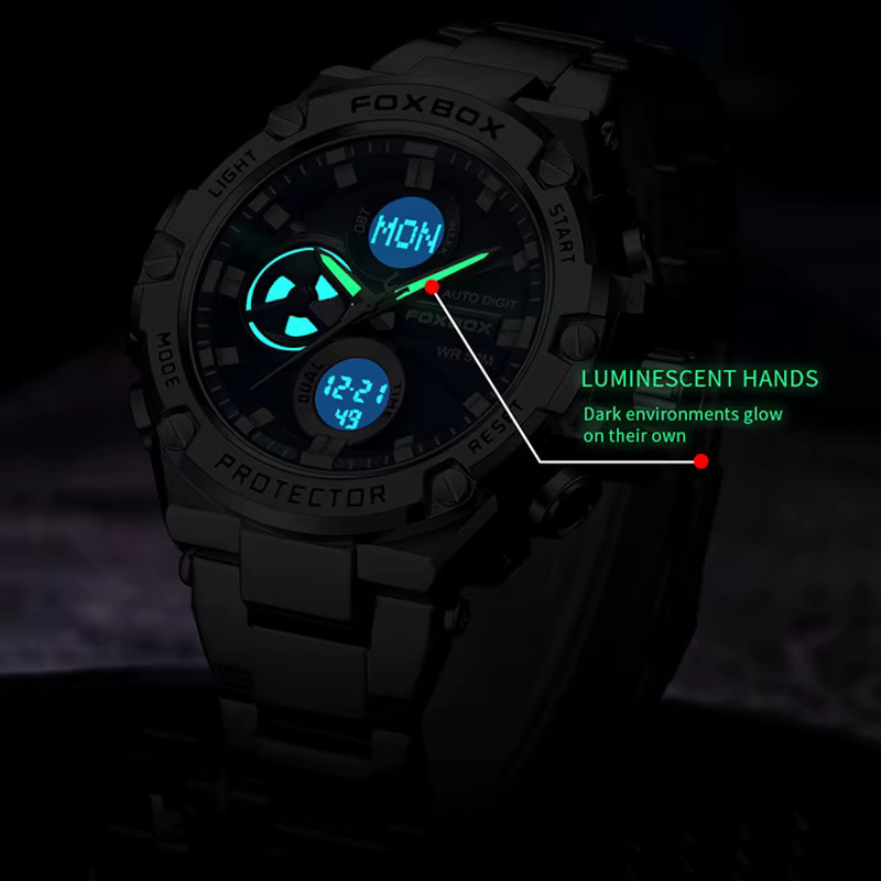 LIGE Digitaluhr, Chronograph, Quarz, Edelstahl, Herren - Bild 3