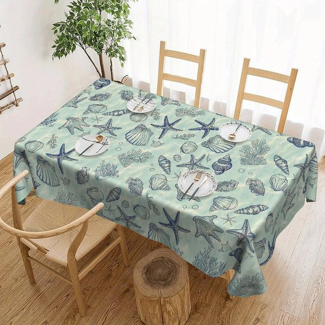 Rechteckige Tischdecke von JMG Household Supplies in Blau mit Ozean-Motiv, Breite: 100 cm, Länge: 160 cm - Bild 1