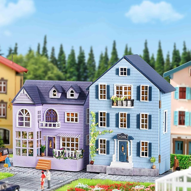 zuuton DIY Mini Holz Puppenhaus, 3D Puzzle, Prinzessin Villa, Rosa / Pink - Bild 1
