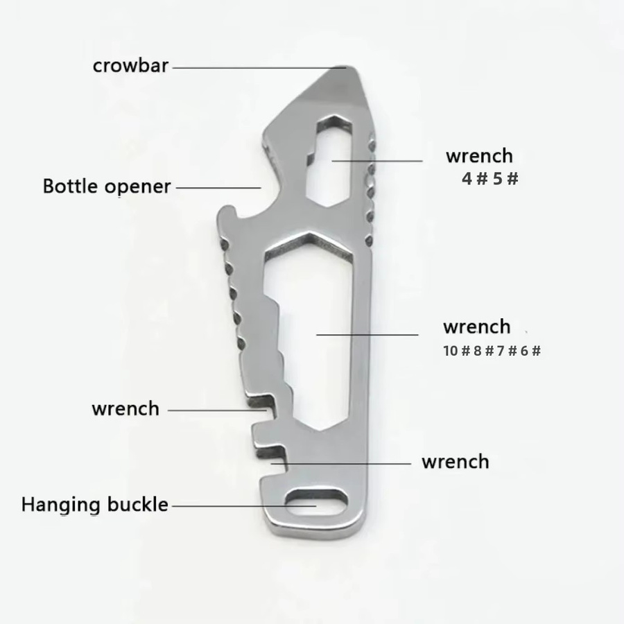 LISM Multifunktionales EDC-Werkzeug aus Edelstahl in Silber mit Stemmeisen, Inbusschlüssel und Flaschenöffner für Outdoor und Fahrradreparaturen - Bild 5