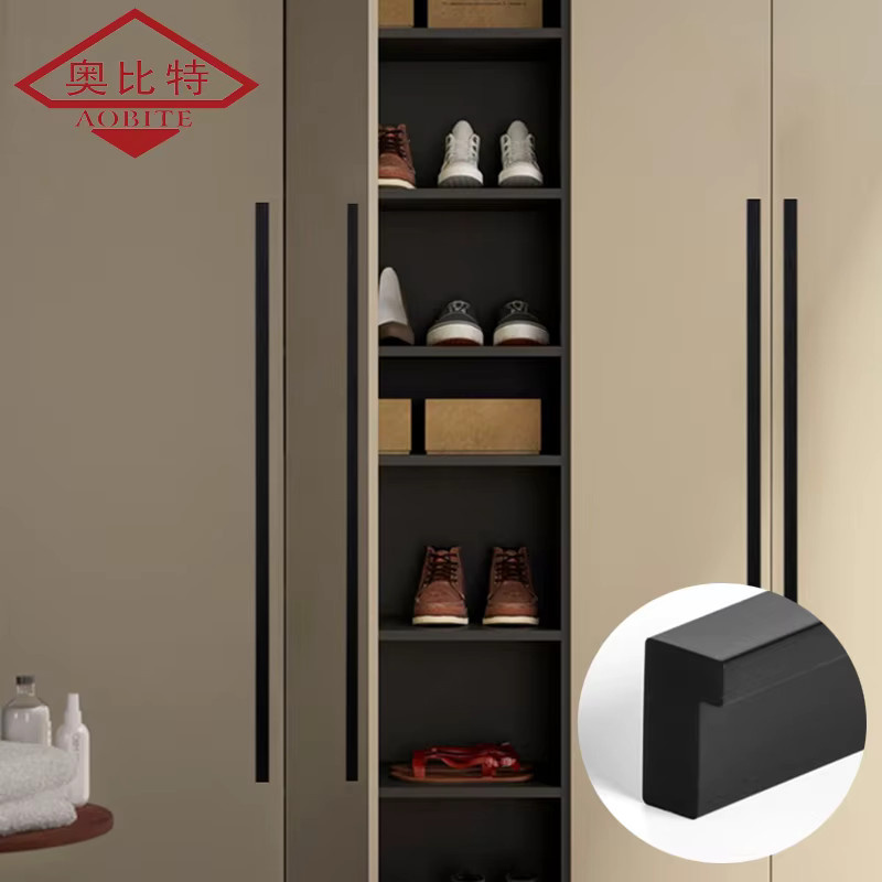 Aobite Kleiderschrank Griffe aus Aluminium in Schwarz Matt, Bar-Design für Schubladen und Türen, Länge: 120 cm - Bild 1