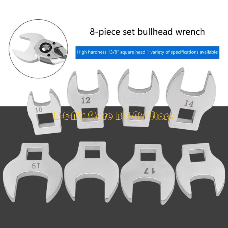 Y1AD Hahnenfußschlüssel Set 8-teilig 3/8 Zoll Antrieb 10-19mm in Silber für Holzrouter und Mechaniker - Bild 2