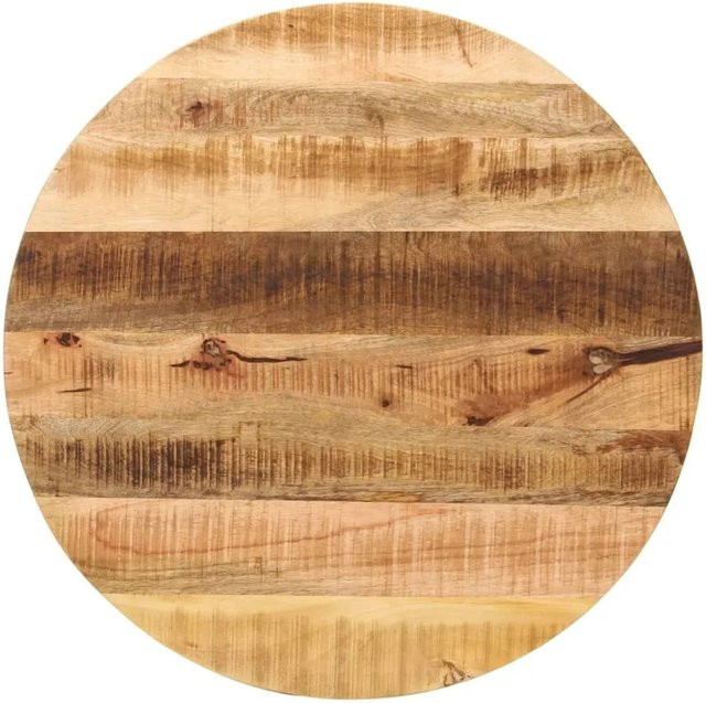 vidaXL Tischplatte Rund aus Massivem Mangoholz, Durchmesser: 90 cm, Höhe: 3,8 cm, Braun, Rustikal - Bild 1