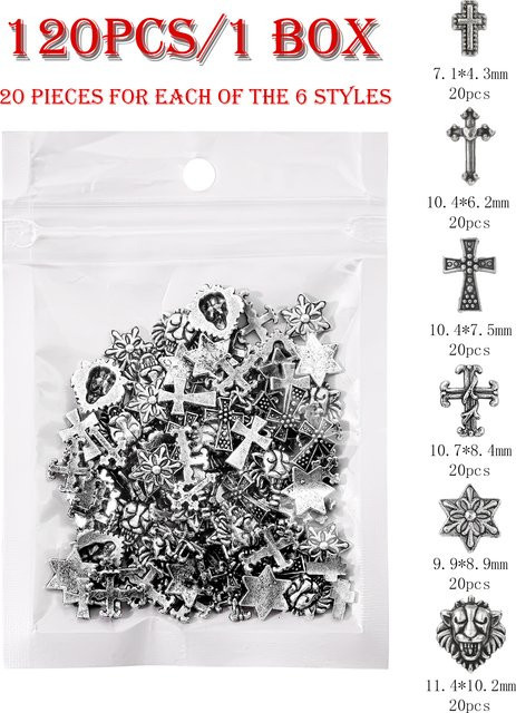 Nagelkunst-Kreuz-Aufkleber, 120 Stück, Hellgrau, Metallic, Y2K-Stil - Bild 1
