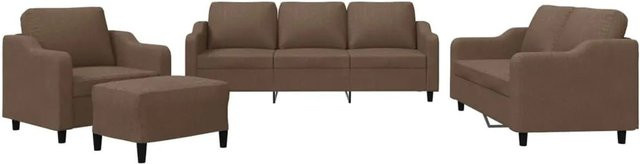 vidaXL 4-teilige Sofagarnitur mit Kissen in Braun aus Stoff mit 3-Sitzer-Sofa, 2-Sitzer-Sofa, Sessel und Fußhocker - Bild 1
