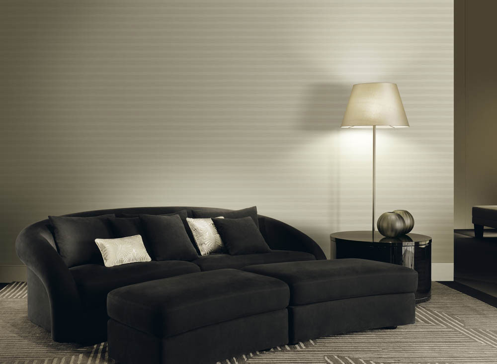 Armani Casa Wallpaper Opera 9234 Design Tapete aus Vinyl in Gold Grün Beige mit Streifenmuster - Bild 1