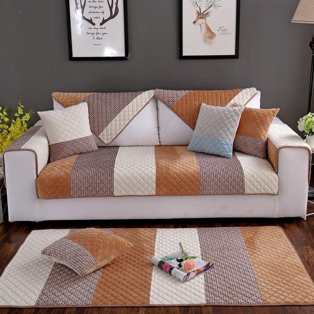 Super Six Gestreiftes Sofakissen aus Plüsch und Flanell, quadratisch, B/T/H: 70 x 70 x 70 cm - Bild 1