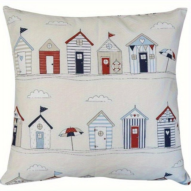 Nautischer Kissenbezug Dream Pillowcase in Grau und Weiß, gestreiftes Design im Küsten-Bauernhaus-Stil, B/H: 40 x 40 cm - Bild 1
