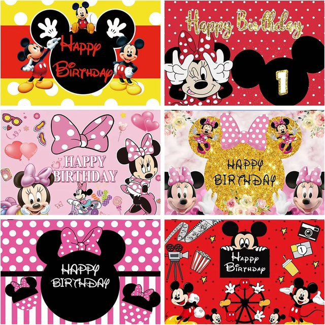 Potdemiel Mickey Minnie Mouse Geburtstagshintergrund mit Polka Dots für Kinder und Mädchen Party sowie Babyparty Fotografie in Mehrfarbig - Bild 1