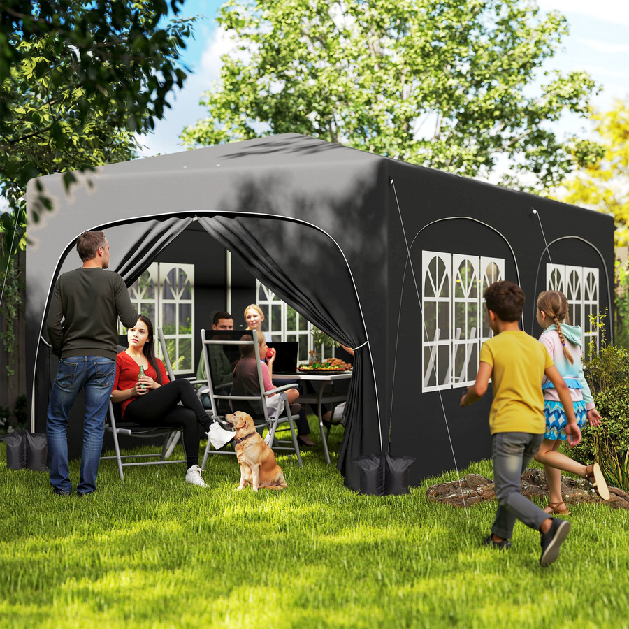 Outsunny Gartenpavillon Pop-up Faltzelt mit UPF50+ Schutz, höhenverstellbar, dunkelgrau, B/T: 6 x 3 m - Bild 2