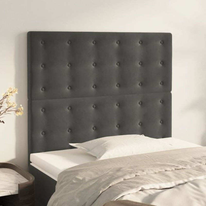 Vidaxl Kopfteile 2er Set aus Samt in Anthrazit und Grau, Modernes Design, H x B x T: 78 bis 88 x 80 x 5 cm - Bild 1