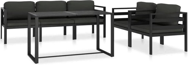 vidaXL 6-teiliges Garten-Lounge-Set aus Aluminium mit Kissen in Anthrazit - Bild 1
