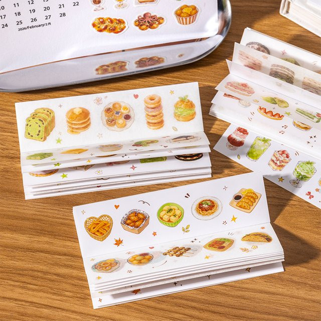 JIANQI PET-Stanzaufkleberbuch mit Lebensmittelthema, 20 Blatt dekorative Scrapbooking-Aufkleber in Mehrfarbig für Tagebuch und Bastelbedarf - Bild 1