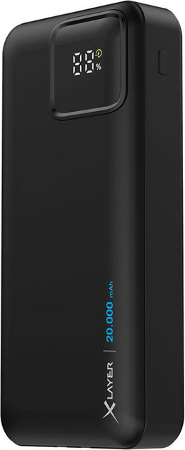XLayer Powerbank 20.000-mAh mit Power Delivery in Schwarz mit USB-A, USB-C und Lightning Anschlüssen - Bild 1