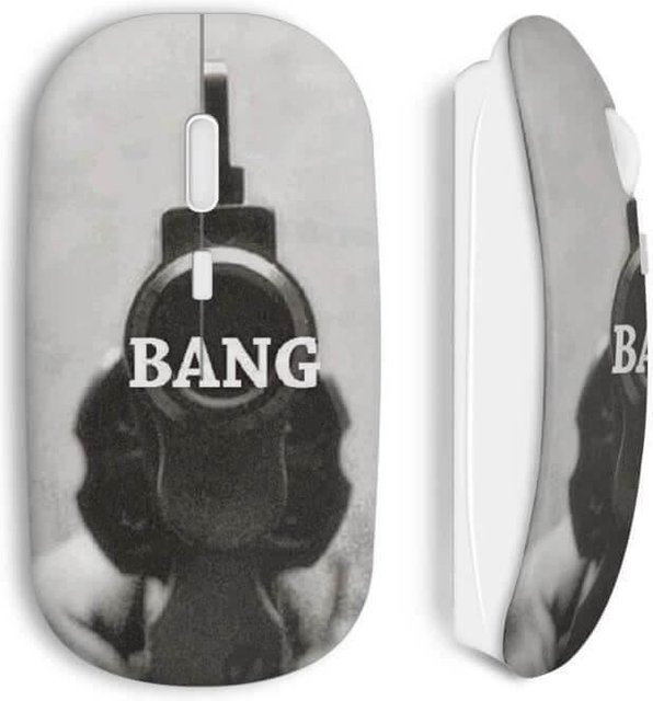 Vintage Bang Funkmaus Pistol in Grau mit Wi-Fi und USB-A Anschluss - Bild 1