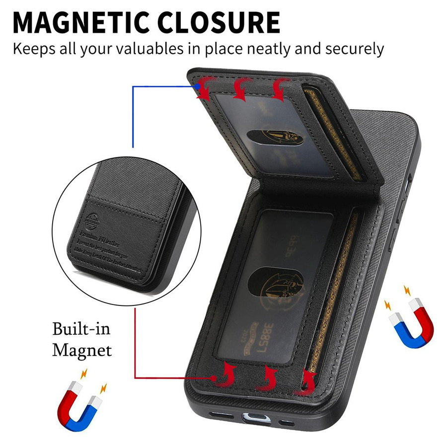 RFID Leder Wallet Handyhülle für Samsung Galaxy S26 Ultra S25 S24 FE S23 S22 S21 Plus A57 A37 A17 A07 A56 A36 A26 in Schwarz mit NFC-Schutz - Bild 3