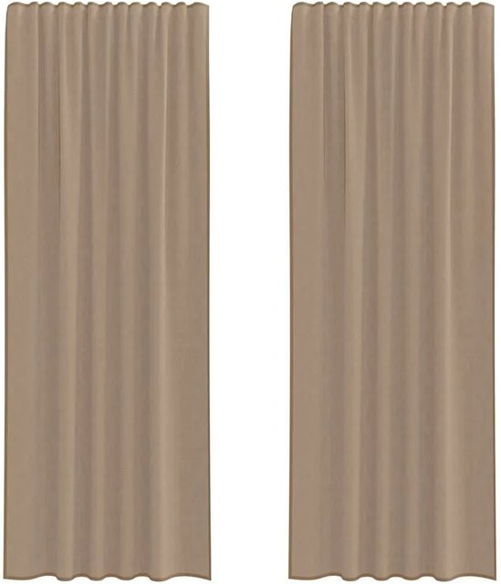 vidaXL Voile Vorhänge mit Stangentaschen, 2er-Set, Hellbraun, B: 140 cm, H: 260 cm - Bild 1