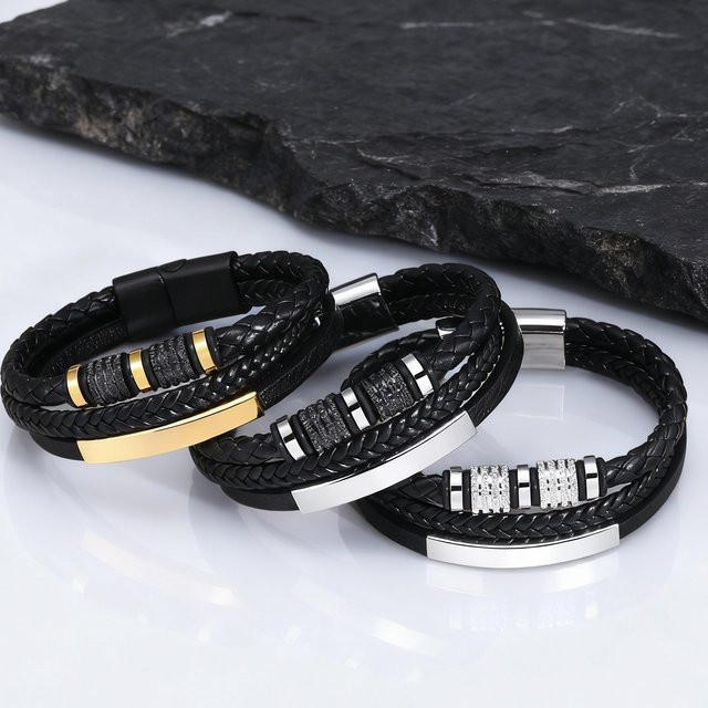 mprainbow Armband, Leder, Schwarz, Herren - Bild 1