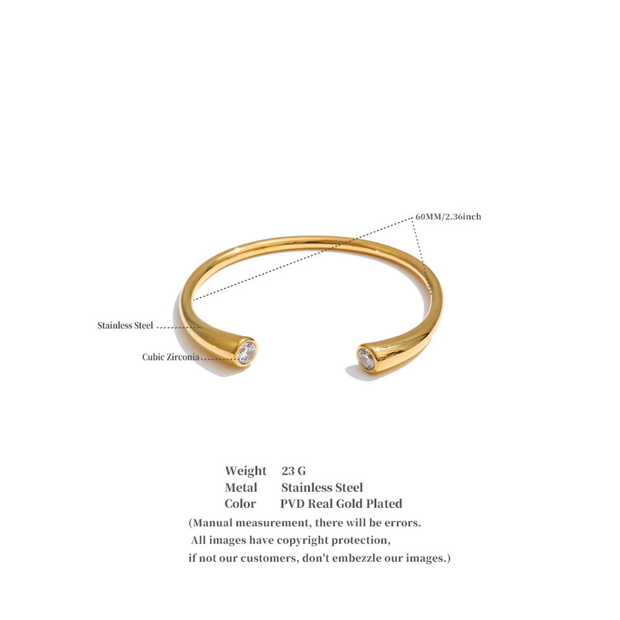 Yhpup Armband, Edelstahl, Zirkonia, Damen, 60 mm - Bild 2