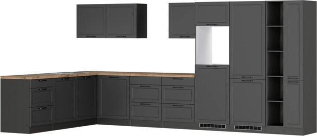 Held Winkelküche Kempten in Landhaus Optik, Grau/Graphit, Breite: 420 cm - Bild 1