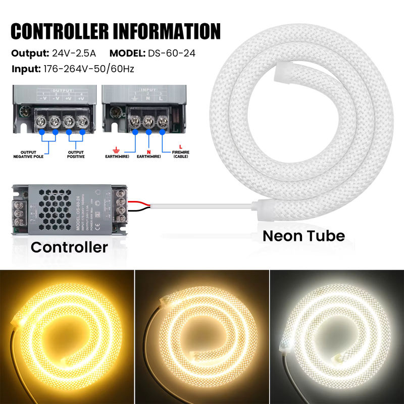GAHADA LED Neon Flex Silikonband, Natural White, Dimmbar, 360 Grad Rund, 240 LEDs, Wasserdicht - Bild 5