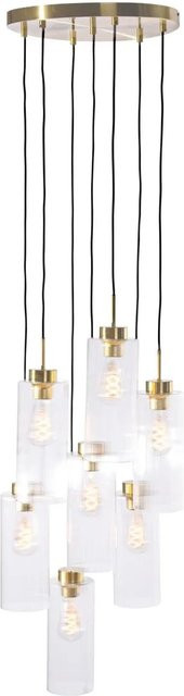 QAZQA Art Deco Hängelampe Laura in Gold mit 7 Glasflammen und höhenverstellbarem Stahlgestell - Bild 1
