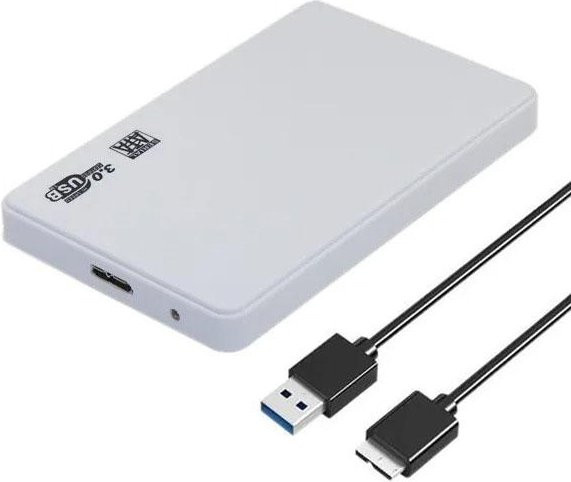 Kebidumei USB 3.0 auf 2,5 Zoll Festplattengehäuse für SATA HDD und SSD, mobiles externes Speichergehäuse in Weiß - Bild 1