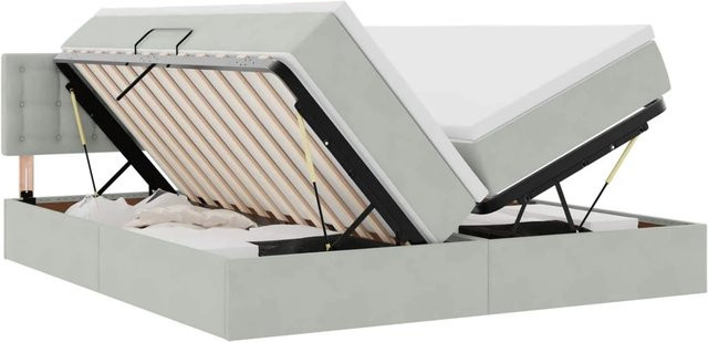vidaXL Aufbewahrungsbett mit Matratze in Hellgrau, B/T/H: 100 x 200 x 78 cm - Bild 1