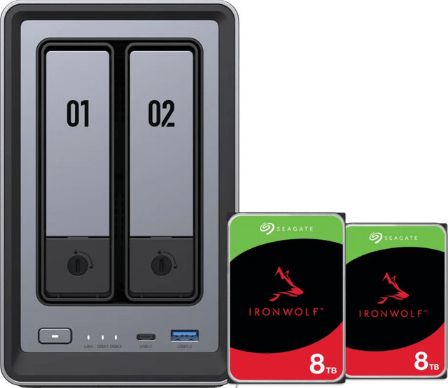 UGREEN NASync DXP2800 NAS-System in Grau mit Seagate Ironwolf 8 TB Festplatten Doppelpack - Bild 1
