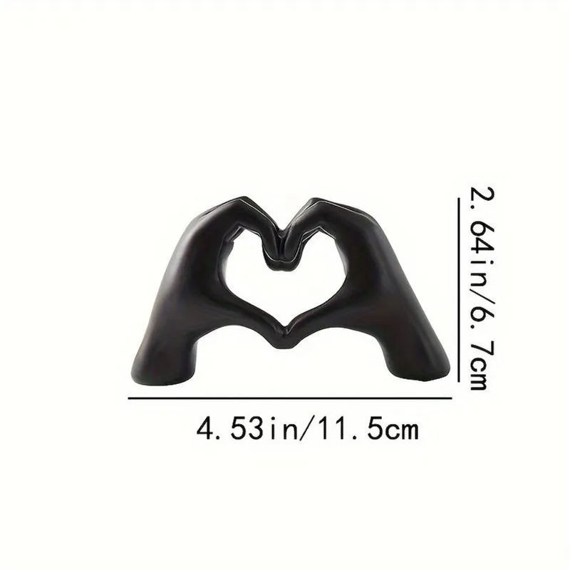 Mango Event Dekoskulptur Finger Liebesgeste aus Kunstharz in Schwarz, moderne Tischdekoration für Wohnzimmer oder Hochzeit, H x B x T: 11,5 x 6,7 x 6,7 cm - Bild 3