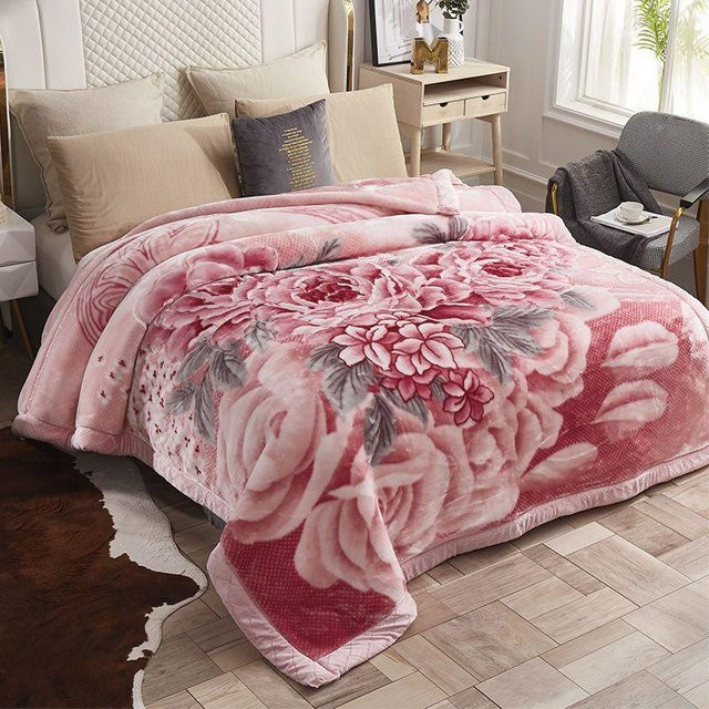 WTEMPO Superweiche Doppellagige Verdickte Decke mit Retro Blumenmuster in Rot und Pink, B x H: 180 x 220 cm - Bild 1