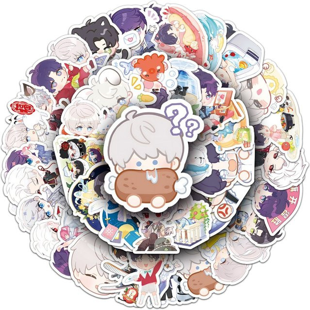 50 Stück Love and Deepspace wasserfeste Anime Aufkleber mit Xavier, Zayne, Rafayel, Sylus und Ralayo in Multicolour - Bild 1