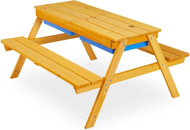 Relaxdays Kindersitzgruppe aus Tannenholz in Natur, höhenverstellbar, B/T/H: 49 x 86 x 92,5 cm - Bild 1
