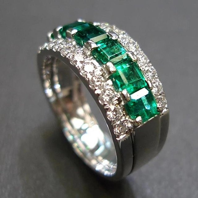 YIRAN Jewelry Ring, Kupfer, Schwarz, Zirkonia, Unisex - Bild 1