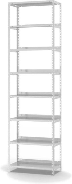 PROREGAL Aktenregal Schraubsystem Grundregal mit 8 Ebenen und Deckboden, Lichtgrau, H x B x T: 250 x 75 x 30 cm - Bild 1