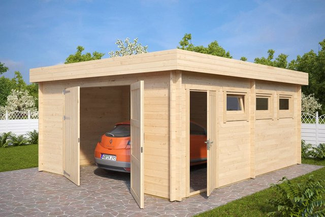 Holzgarage Hansa D als Bausatz mit Doppeltür, Maße: 5 x 6 m - Bild 1