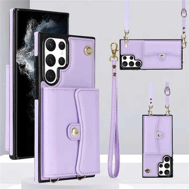 Leder Lanyard Handyhülle mit Geldbörse und Klappständer für Samsung Galaxy S25 S24 Plus S23 FE S22 Ultra S21 S20 S10 Note 20 - Bild 1