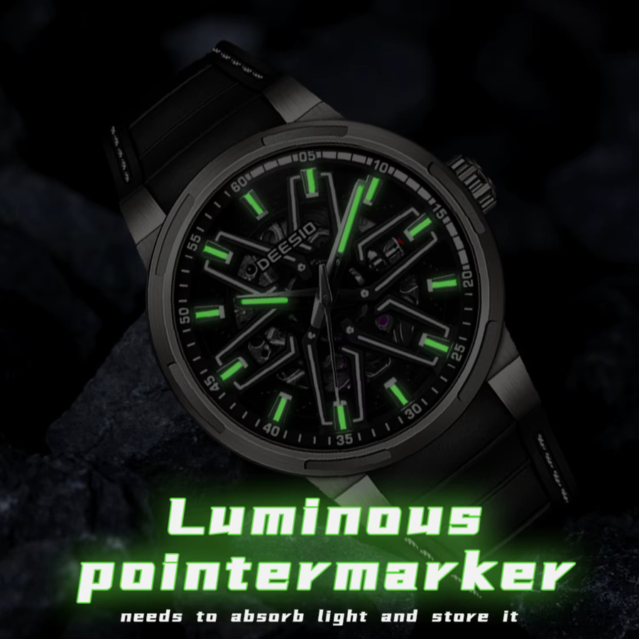 Deesio Armbanduhr Automatik, Skelett, Edelstahl, Silikonband, Herren - Bild 2