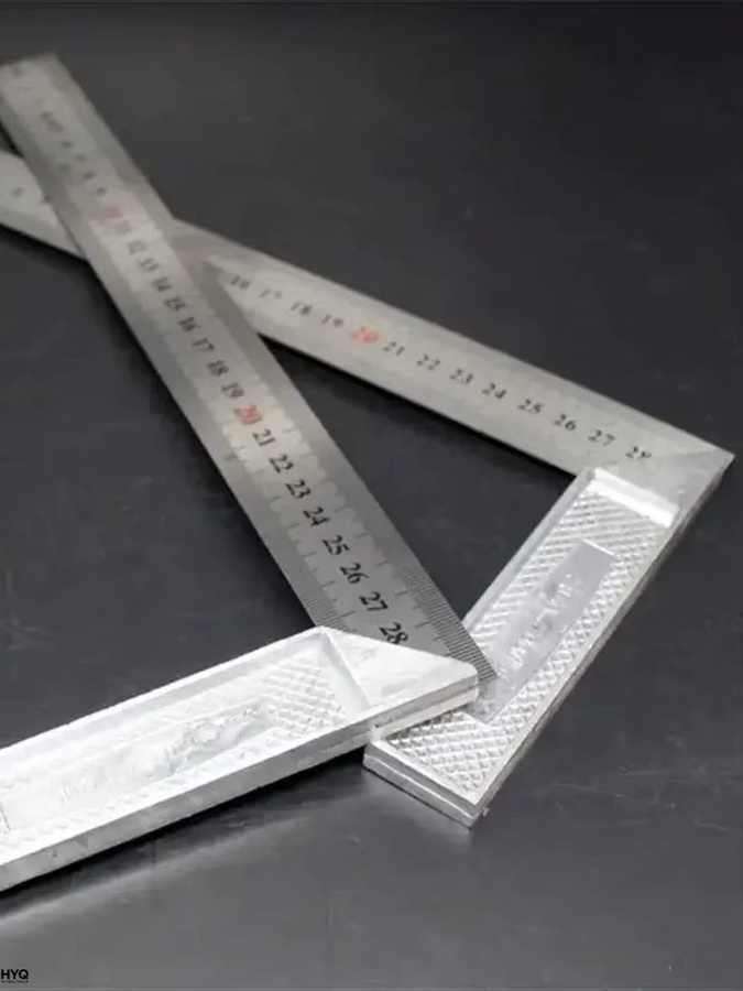 Winkellineal Dreieck aus Aluminium und Edelstahl in Silber, Breite: 25 cm, Höhe: 30 cm - Bild 1