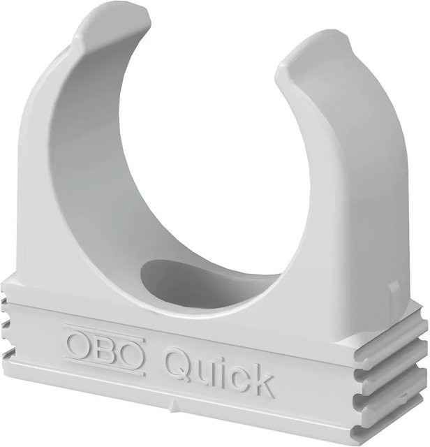 OBO Bettermann Quick-Schelle Rohrklemmschelle M32 aus Kunststoff, 50 Stück, Weiss/Grau - Bild 1