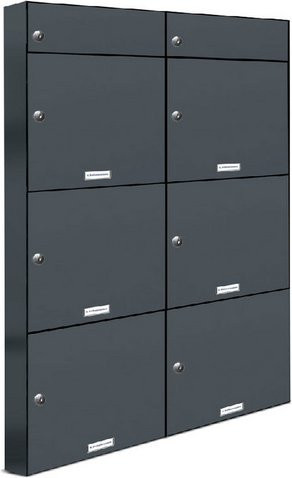 AL Briefkasten-System für 6 Parteien mit Zaundurchwurf, grau, B/H/T: 76,8 x 115 x 11,6 cm - Bild 1