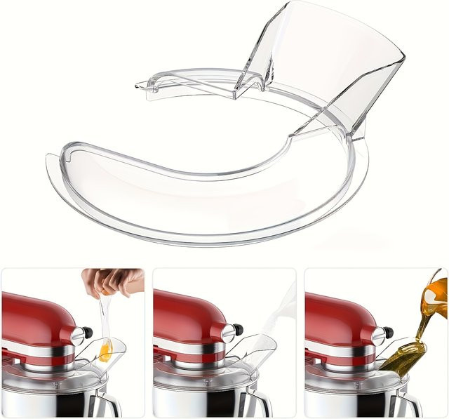 Präzisions-Ausgießschutz für KitchenAid Standmixer 4,5 und 5 Quart mit neigbarem Kopf, transparenter Spritzschutz für Edelstahlschüsseln - Bild 1