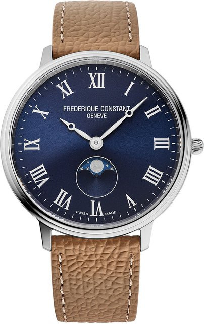 Frederique Constant Armbanduhr, Moonphase, Quarz, Edelstahl, Blau, 38 mm, Herren - Bild 1